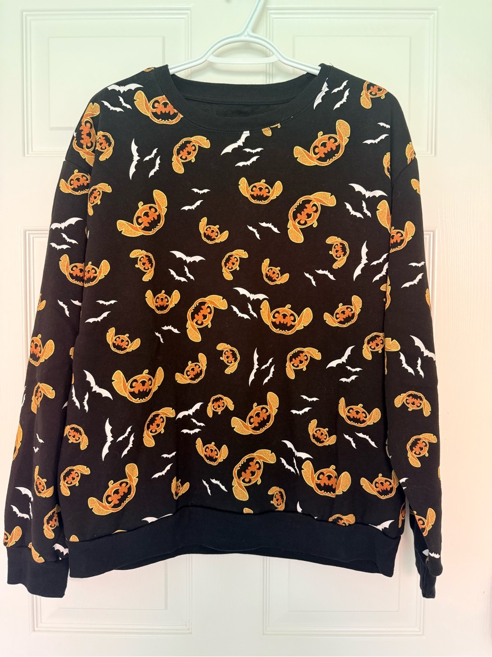 Disney Stitch Black Halloween Sweatshirt with Orange Pumpkin